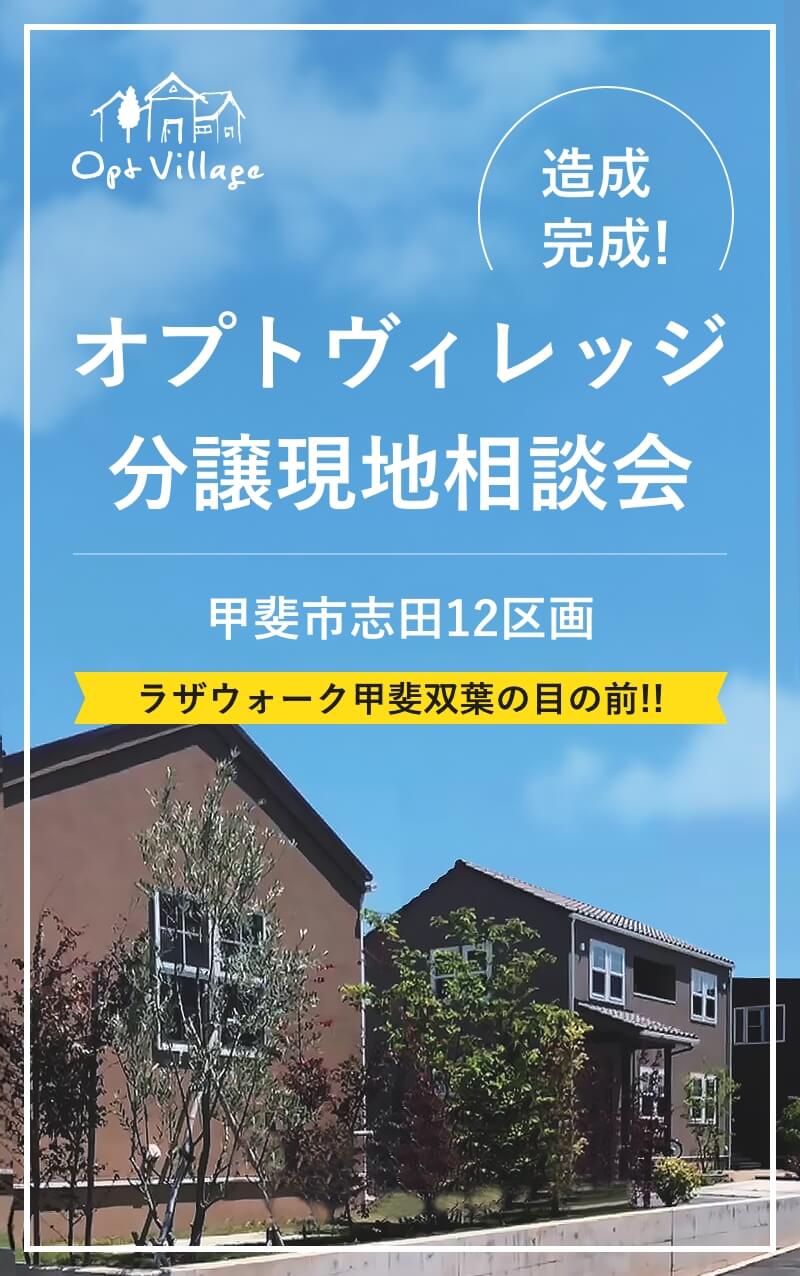 オプトヴィレッジ分譲現地相談会 甲斐市志田12区画 ラザウォーク甲斐双葉の目の前!!